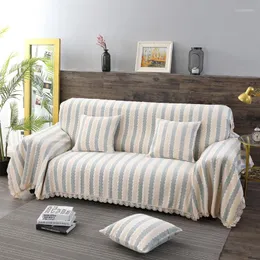 Chair Covers Vintage Chenille Jacquard Stripe Lace Sofa Towel Decorative Slipcover All-inclusive Dust Couch Protector Non-slip Throw Blanket