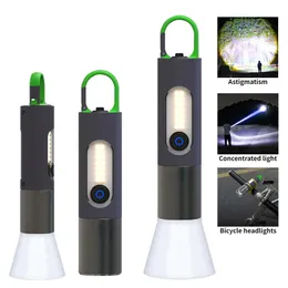 Фонарики факелы мини -светодиодные лазерные масштабируемые масштабируемые мощные фонарик с фонариком Высокая мощность флэш -факел велосипед