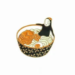 Pins Brooches Japanese Peripheral Character Brooch Spirited Away Faceless Male Ramen Bowl Cartoon Badge Jewelry Gift Bag Accessorie Dhdct