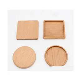Mats Pads Tea Coffee Cup Pad Square Round Durable Drinking Mat Placemats Decor Home Table Heat Resistant Wood Coasters Drop Delive Dhclk
