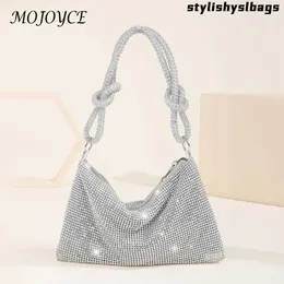 Bolsas de ombro com alça de strass bolsa de mão para noite prata brilhante jantar festa bolsas de casamento bolsa de mão designer de luxo bolsa de ombro para axila quente 011123H