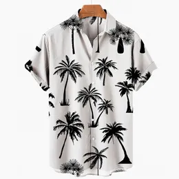 Camisas casuais masculinas camisa havaiana de verão camiseta 3d camiseta retro camiseta de coco padrão de coco manga curta homem camisa férias casua praia 230111