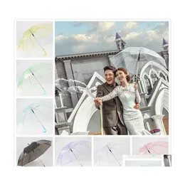 Parasol 7 kolorów przezroczysty parasol galaretka pvc na dekorację ślubną wydajność taniec długi uchwyt