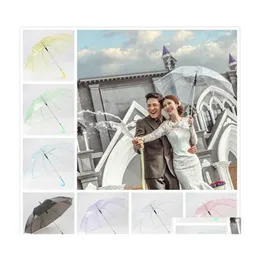 Umbrellas 7 Colors Transparent Umbrella Pvc Jell For Wedding Decoration Dance Performance Long Handle P O Props Drop Delivery Home G Dhjip