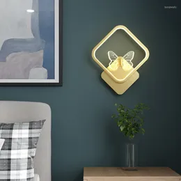 Wall Lamp Modern Home LED Bedside Acrylic Interior Sconce Mount Light Wireless Remote Control Decor Bedroom Living Room