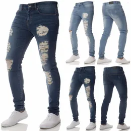 Pantaloni da uomo Uomo Denim Casual Distrutto Sfilacciato Slim Skinny Fit JEANS STRAPPATI DISTRESSED 2023 Fashion