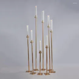 Portacandele 8pcs / 1est Modello in metallo fai da te Candeliere Centrotavola per matrimoni Candelabro Pilastro Stand Piombo per strada Decorazioni per feste