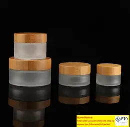 Frosted Glass Cosmetic Jars HandfaceBody Cream Bottles Travel Size 20g 30g 50g 100g med naturlig bambu Cap PP Inre omslag