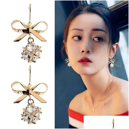 Dangle Chandelier Fashion Jewelry Womens Rhinestone Bowknot Earrings Lady Sweet Drop Delivery Dhrsr