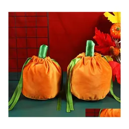 Gift Wrap 10/20Pcs Halloween Candy Bags Veet Pumpkin Biscuit Packing With String Kids Favor Bag Party Decor Supplies Drop Delivery H Dhcoi