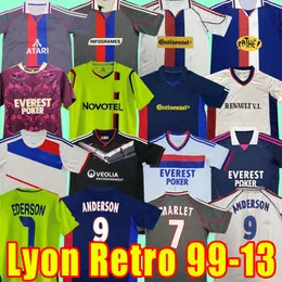 Retro Lyon Futbol Formaları Vintage Maillot De Foot Juninho Klasik Futbol Gömlek Pjanic Benzema Top 00 01 02 08 09 10 11 12 13 99 00 2000 2001 2001 2002 2009 2010 2010 2010 2013 1999