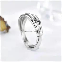 Band Rings Womens Titanium rostfritt stål trippel ton trioll länkar staplade Sier Rose Gold 3 Color Ring 20211223 T2 Drop Delivery Je Dhfuf