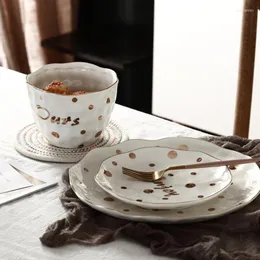 Пластины европейская точка белая фарфоровая тарелка кухонная лоток керамика посуда посуда рисовые салаты миски 1 шт