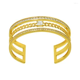 Pulseira 2023 para mulheres charme de moda de luxo cor de ouro completo stones naturais wide hand designer de pulseiras personalizadas