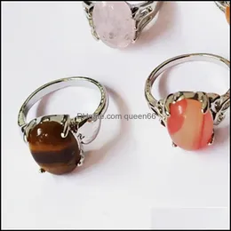 Pierścienie opaski moda 30 sztuk/działka tęczowa kamienna pierścień mieszanka styl Wzorność damskiej naturalnej biżuterii prezent 635 Q2 DROP DH3FL
