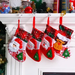 Decorações de Natal 1 peça Snowflake Staking Gift Bag Tree Decoration Pendant Children Cartoon Candy Apple Party Gifts