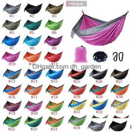 Hammocks 106X55Inch Outdoor Parachute Cloth Foldable Field Cam Swing Hanging Bed Nylon Hammoc With Ropes Carabiners By Sea D Dhgarden Dh7Yx