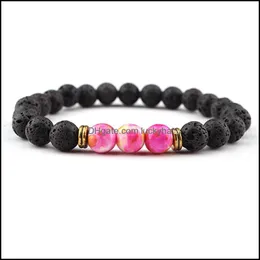 Bransoletka z koralika Bransoletka Kamień naturalny joga joga reiki modlitwę olejku eteryczne dyfuzor energetyka wulkaniczna unisex 8 mm Drop d dhvud