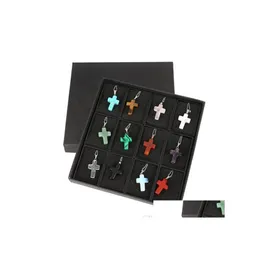 Colar de pulseira Cura natural Cura de cristal cura gemed cross pendente corda de couro pendum pendum jóias lucky gota entrega se dhvjb