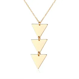 Naszyjniki wisiorek geometryczne trójkąt punkowy dławiki dla kobiet mężczyźni link łańcuch urok złoty srebrny naszyjnik Sweter biżuteria