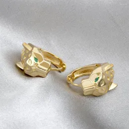 أقراط هوب أزياء المجوهرات الشرير النحاس النحاس الصغير الزركون Zircon Animal Leopard Head مبالغ فيه.