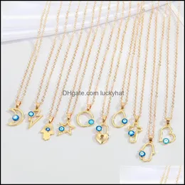 Pendant Necklaces Wholesale Creative Geometric Cross Hollow Blue Eyes Clavicle Chain Necklace Devils Eye 148C3 Drop Delivery Jewelry Dhbfe