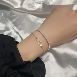 Bangle VENTFILLE 925 Stamp Silver Color Bracelet For Women Endless Love Double Layer Jewelry Girls Gifts Drop Wholesale