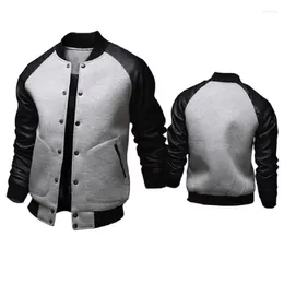 Men's Jackets 2023 Winter -Selling Men's Baseball Jacket Big Pockets And Leather Sleeves Casual Sports Stand-up Collar