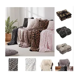 Coperte Leopard Designs Coperta morbida lana di peluche per bambini Audlt lavorata a maglia Home Er Throw Travel Drop Delivery Garden Textiles Dh7V3