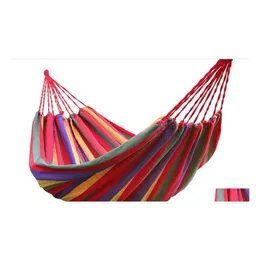 Hammocks Rainbow Outdoor Leisure Double 2 Person Canvas Tralight Cam Hammock med ryggs￤ck Drop Delivery Home Garden Furniture Dhipy