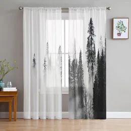 Cortina Foggy Forest Tree Tule Janela para sala de estar Voile Voile pura cortinas Tratamentos de cozinha cortinas