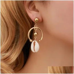 Dangle żyrandol biżuteria mody vintage węzeł Pearl Pead Coldings S592 Natural Conch Drop Beach Dh0hd