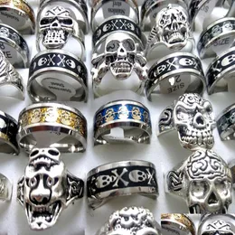 Band Rings Wholesale 50Pcs Mix Skl Stainless Steel Add Alloy Jewelry Finger Ring Punk Biker Edelstahlringe Fashion Drop Delivery Dhoiu