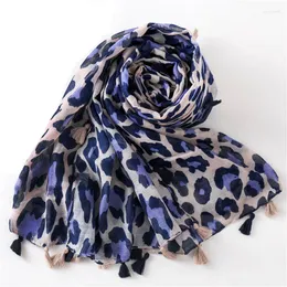 Scarves 2023 Fashion Women Leopard Print Scarf Soft Pretty Big Stole Thin Cotton Warm Enough Large Shawls Cachecol Wrap