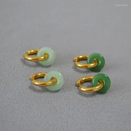 Stud Earrings LONDANY Minority Design Simple Brass Jade Texture Safe Buckle National Tide Chinese Style