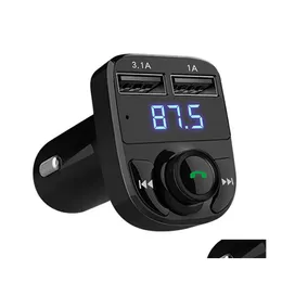 Bluetooth Car Kit FM Transmitter Modator Hands O MP3プレーヤー3.1A高速充電デュアルUSB充電器ドロップ配信モーターサイクルDHQPX