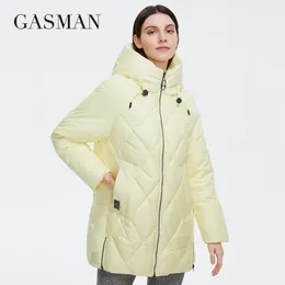 Women's Down Parkas Gasman Winter Down Jacket Collection Fashion Solid Stand Up Collar Women Coat Elegance Hooded Jackets 8198 230111