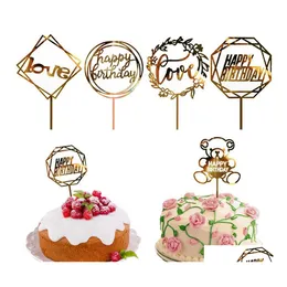 Andra festliga festleveranser 50 stilar cupcake cake topper Happy Birthday Inserts Toppflaggor f￶r k￤rlek Family Baking Decoration Drop DHGFT