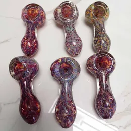 Latest Colorful Mini Pyrex Glass Pipes Oil Burner Pipe Smoking Accessories Beautiful Colored 3D Pink Purple Glass Spoon Hand Tool 2.9 Inch