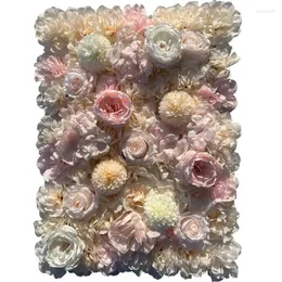 Dekorativa blommor 60x40 cm Artificial Rose Flower Wall Hydrangea Row Simulation Fake Wedding Party Decoration Bakgrund