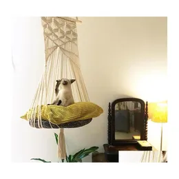 قطة أسرة الأثاث أرجوحة أرجوحة بوهو على طراز قفص قفص مصنوع يدويًا مقاعد كرسي نوم شنق