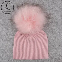 Caps Hats GZHilovingL Soft Winter born Baby Boys Girls Faux Fur pompom Hats Caps Kids Childs Girls Wool Knitted Skullies Beanies 230111