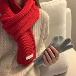 Красный шарф зимний рождественский вязаный шерстяные шерстя