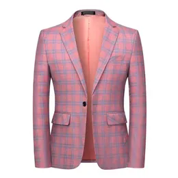 Ternos masculinos Blazers Moda Primavera e Autumn Casual Men Plaid Cotton Slim Inglaterra Terno Blaser Masculino Male Jaqueta S-6xl 230111