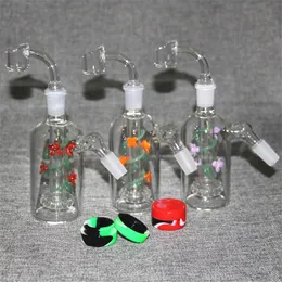6 Styles Hookahs 14mm male Glass Ash Catchers with Colorful Silicone Container Reclaimer Thick Pyrex Ash catcher 4mm quartz banger Water Smoking Pipes