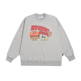 Men's Hoodies 2023 Men's Autumn Winter Fashion American Cartoon Hamburger Dog Print Loose Casual Sweater CSY