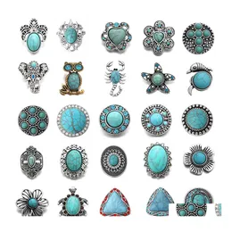 Other Turquoise Components 18Mm Elephant Owl Cross Turtle Metal Snap Button Fit Diy Jewelry Drop Delivery Findings Dhqwf