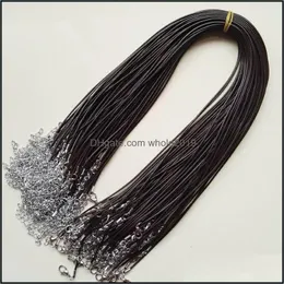 Cord Wire Wholesale 1.5Mm Brown Wax Leather Necklace Rope 45Cm Chain Lobster Clasp Diy Jewelry Accessories 100Pcs/Lot Drop Deliver Dhq7B