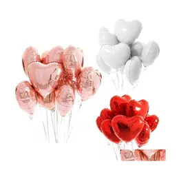 زخرفة الحفلات MTI Rose Gold Heart Poil Balloons Confetti Latex Birthd Baloons Decorations Kids Adt Wedding Ballons Drop