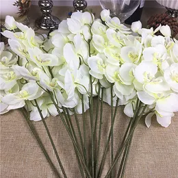 装飾的なオブジェクトの置物20pcslot卸売白い蘭の枝は、結婚式のパーティーのための人工花を飾る装飾蘭の花230110